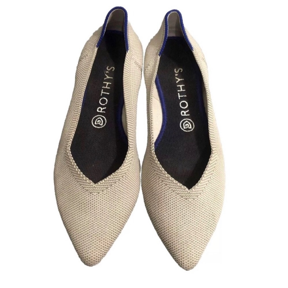 Rothy’s The Point Flats Size 8.5 Light Gray Knit.